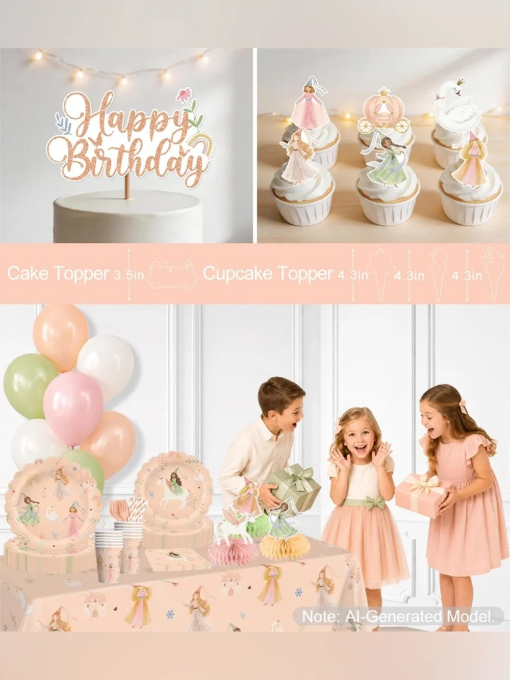 Elegant Pink Peach Princess/Fairy Party Set
